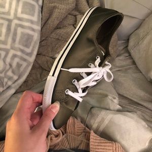 Camo green satin converse